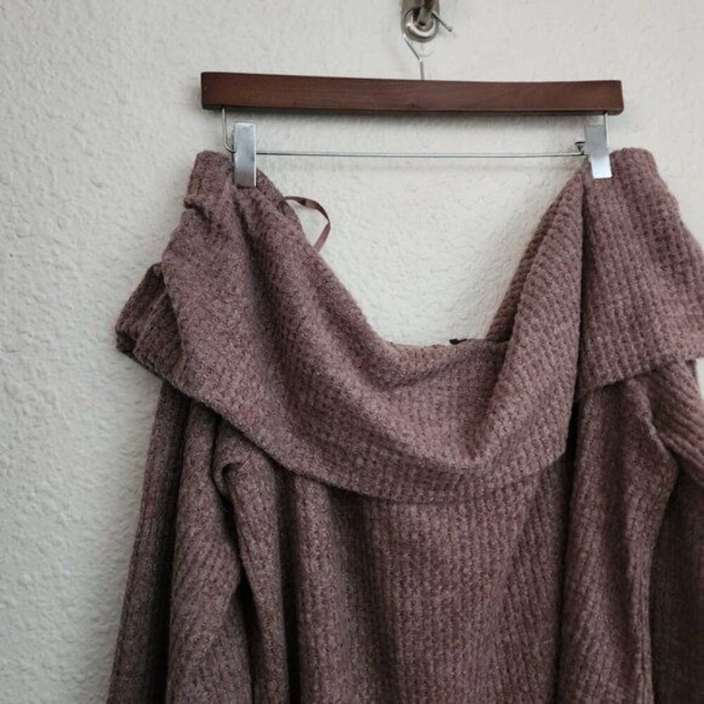 Torrid Brushed Waffle Off Shoulder Long Sleeve Top in Deep Taupe Women's Size 3X - Picture 7 of 11